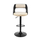 25" Cream And Black Iron Swivel Adjustable Height Bar Chair