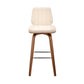 27" Cream And Brown Faux Leather And Solid and Manufactured Wood Swivel Counter Height Bar Chair