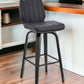 27" Gray And Black Faux Leather And Iron Swivel Counter Height Bar Chair