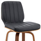 31" Gray And Brown Faux Leather And Solid and Manufactured Wood Swivel Bar Height Bar Chair