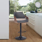 25" Gray And Black Iron Swivel Adjustable Height Bar Chair