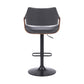 25" Gray And Black Iron Swivel Adjustable Height Bar Chair