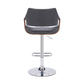 25" Gray And Silver Iron Swivel Adjustable Height Bar Chair