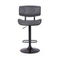 25" Gray And Black Iron Swivel Adjustable Height Bar Chair