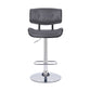 25" Gray And Silver Iron Swivel Adjustable Height Bar Chair