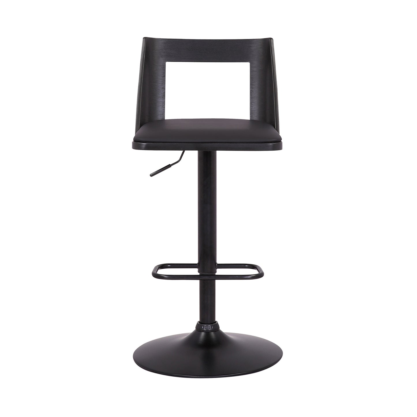 24" Black Faux Leather And Iron Swivel Adjustable Height Bar Chair