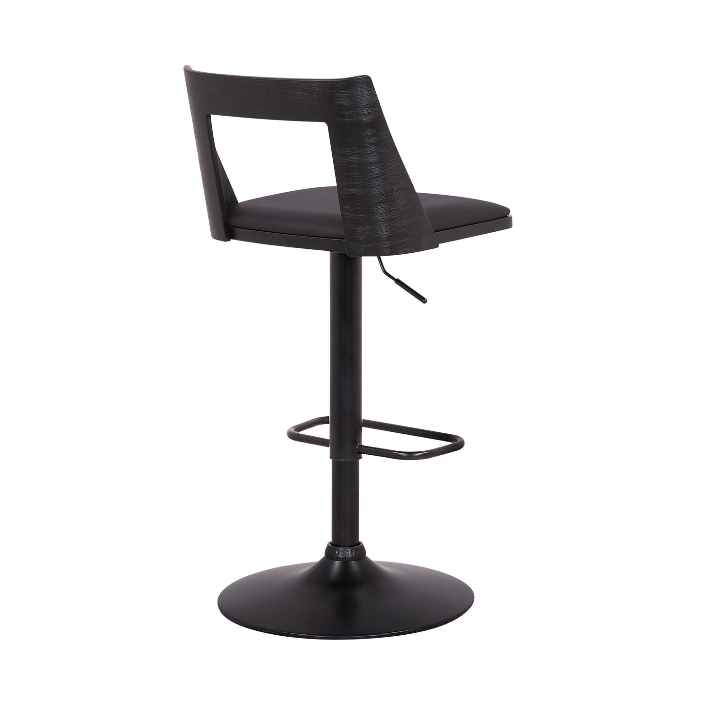 24" Black Faux Leather And Iron Swivel Adjustable Height Bar Chair