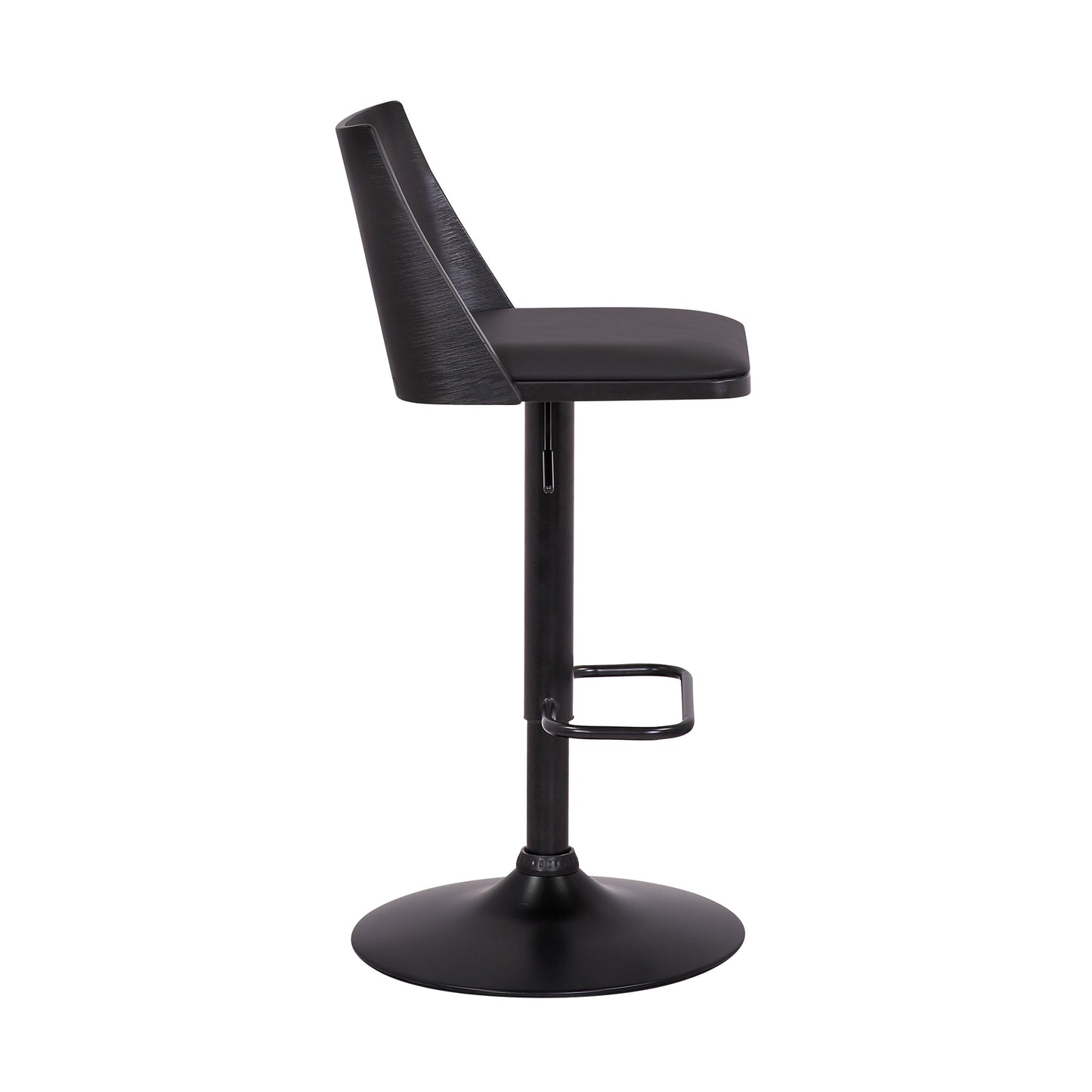 24" Black Faux Leather And Iron Swivel Adjustable Height Bar Chair