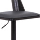 24" Gray And Black Faux Leather And Iron Swivel Adjustable Height Bar Chair