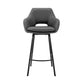 26" Gray And Black Iron Swivel Low Back Counter Height Bar Chair