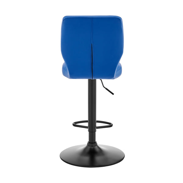 25 Blue And Black Iron Swivel Adjustable Height Bar Chair