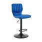 25" Blue And Black Iron Swivel Adjustable Height Bar Chair