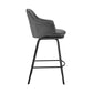 26" Gray And Black Iron Swivel Low Back Counter Height Bar Chair