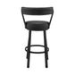 30" Black Faux Leather And Steel Swivel Low Back Bar Height Bar Chair