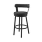 30" Black Faux Leather And Steel Swivel Low Back Bar Height Bar Chair