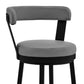 26" Gray And Black Iron Swivel Counter Height Bar Chair