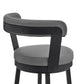 26" Gray And Black Iron Swivel Counter Height Bar Chair