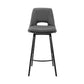 26" Gray And Black Iron Swivel Low Back Counter Height Bar Chair