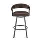 25" Chocolate And Gray Iron Swivel Low Back Counter Height Bar Chair