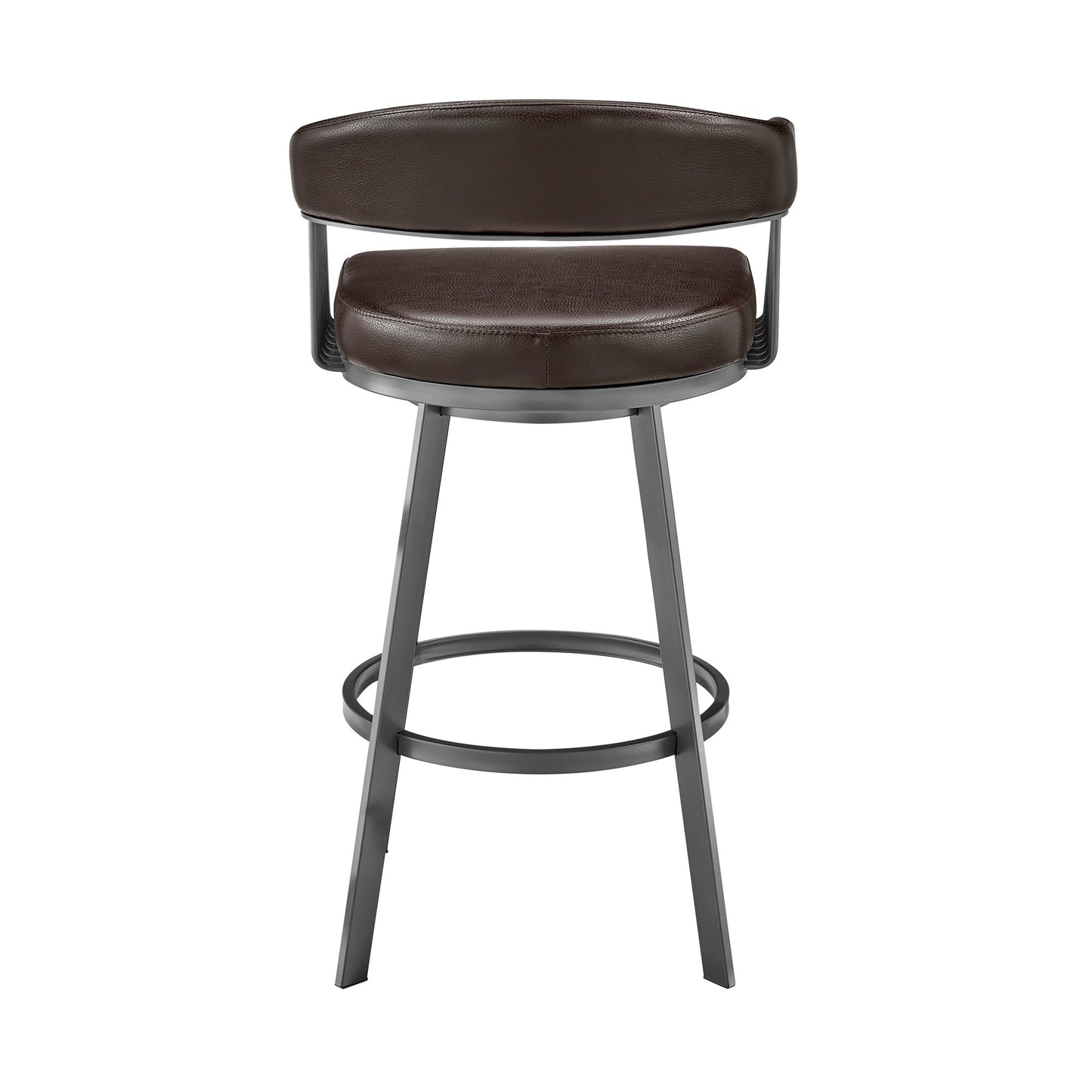 29" Chocolate And Gray Iron Swivel Low Back Bar Height Bar Chair