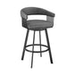 25" Gray And Black Iron Swivel Low Back Counter Height Bar Chair