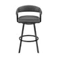 25" Gray And Black Iron Swivel Low Back Counter Height Bar Chair