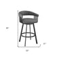 25" Gray And Black Iron Swivel Low Back Counter Height Bar Chair