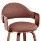 26" Brown Swivel Low Back Counter Height Bar Chair