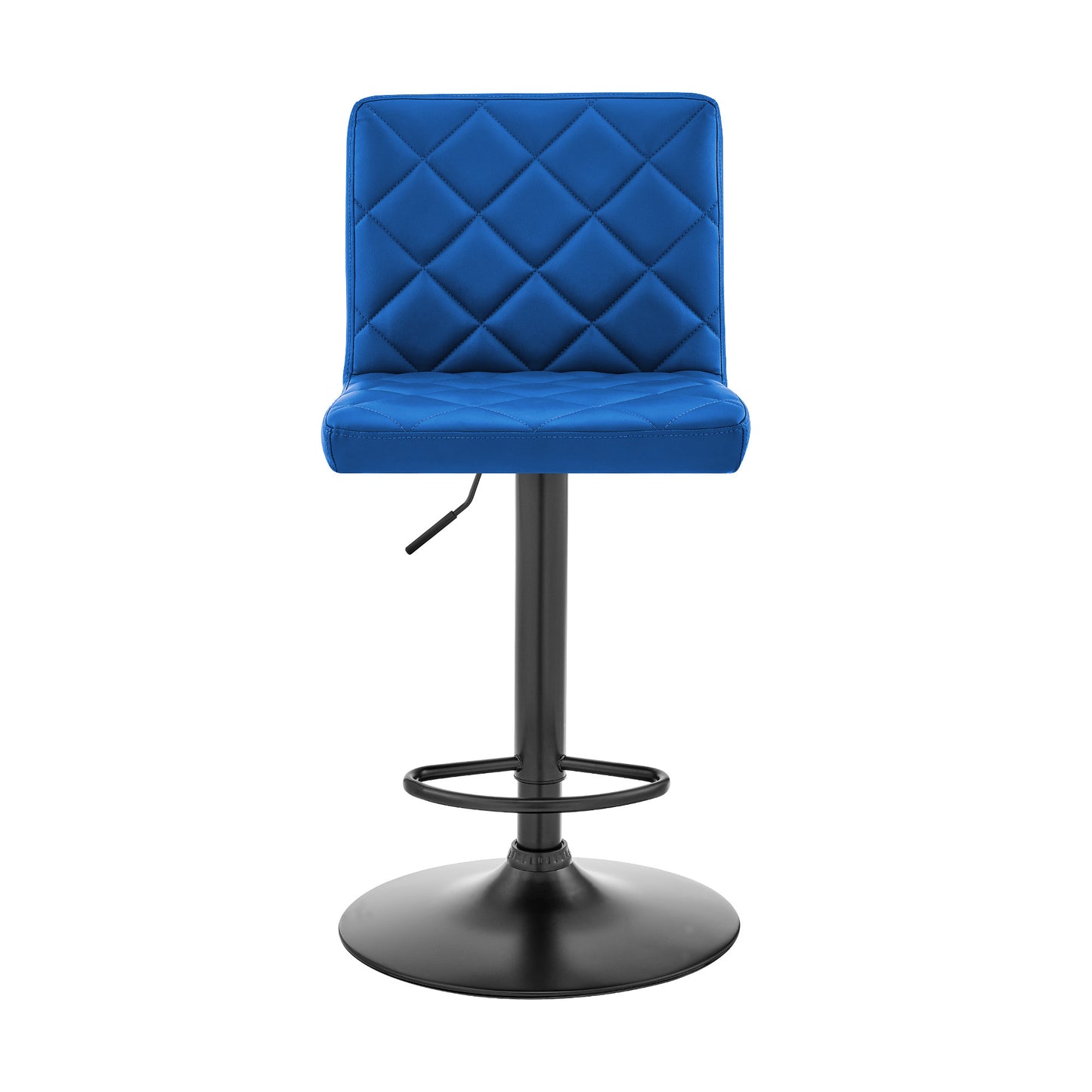 24" Blue And Black Iron Swivel Low Back Adjustable Height Bar Chair