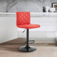 24" Red And Black Iron Swivel Low Back Adjustable Height Bar Chair