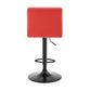 24" Red And Black Iron Swivel Low Back Adjustable Height Bar Chair