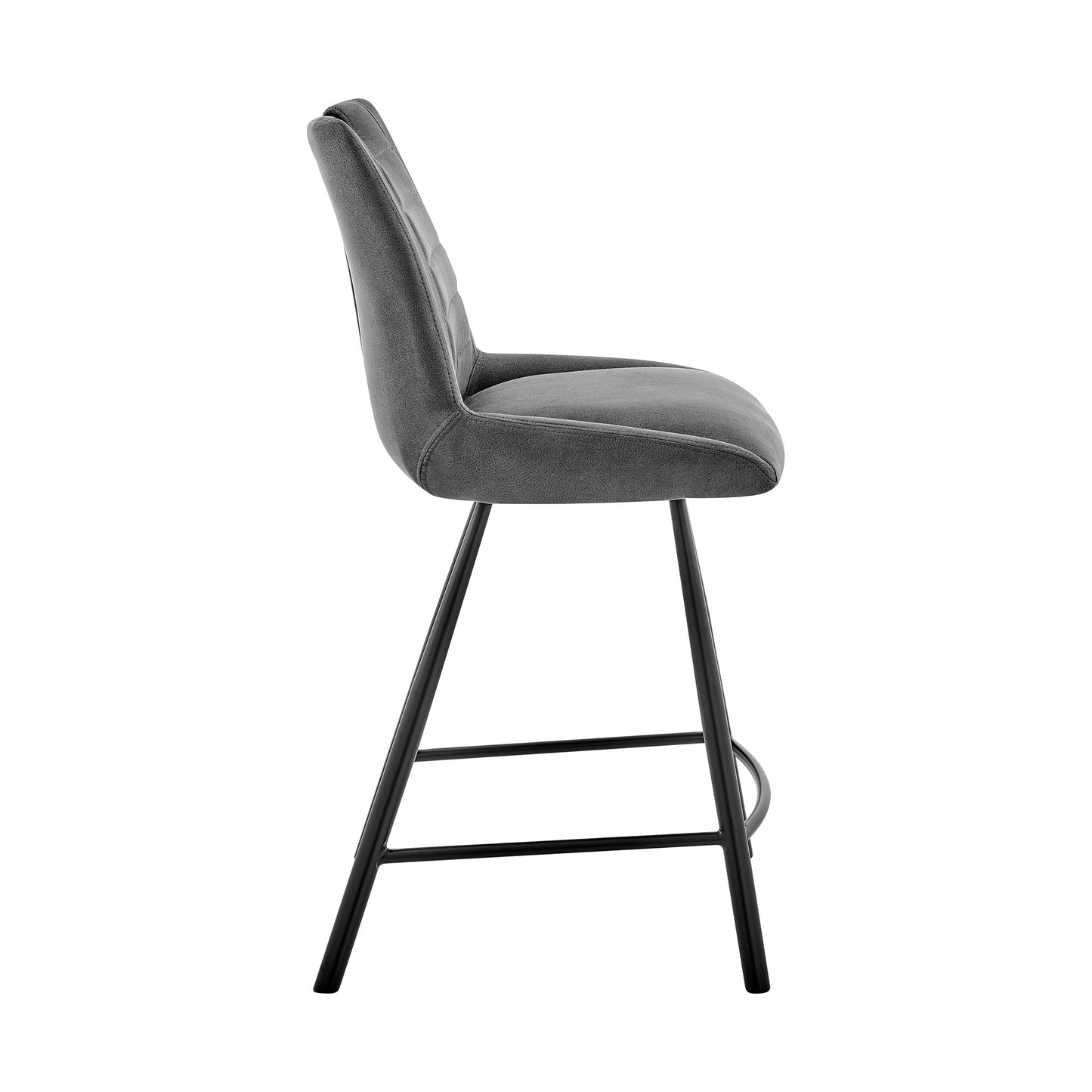 26" Charcoal And Black Iron Counter Height Bar Chair