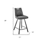 26" Charcoal And Black Iron Counter Height Bar Chair