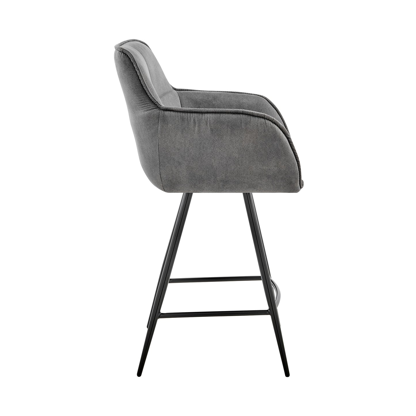 30" Charcoal And Black Iron Bar Height Bar Chair