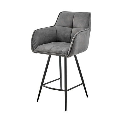 30" Charcoal And Black Iron Bar Height Bar Chair