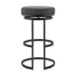 26" Gray And Black Faux Leather And Iron Swivel Backless Counter Height Bar Chair