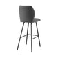 26" Gray And Black Faux Leather And Iron Counter Height Bar Chair