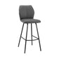 30" Gray And Black Faux Leather And Iron Bar Height Bar Chair