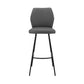 30" Gray And Black Faux Leather And Iron Bar Height Bar Chair