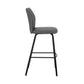 30" Gray And Black Faux Leather And Iron Bar Height Bar Chair