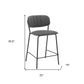 26" Gray And Black Iron Counter Height Bar Chair