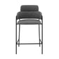 26" Gray And Black Faux Leather And Iron Counter Height Bar Chair