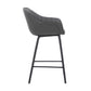 26" Gray And Black Iron Counter Height Bar Chair