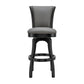 26" Gray And Black Faux Leather And Iron Swivel Counter Height Bar Chair