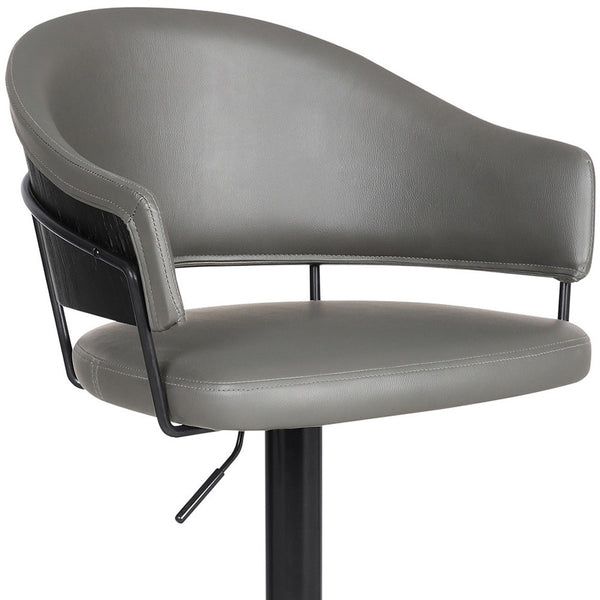 25 Gray And Black Iron Swivel Adjustable Height Bar Chair