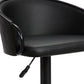 24" Black Faux Leather And Iron Swivel Low Back Adjustable Height Bar Chair