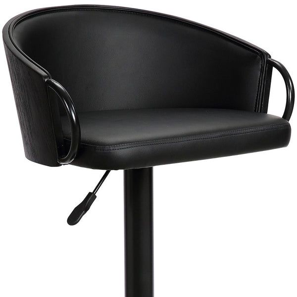 24 Black Faux Leather And Iron Swivel Low Back Adjustable Height Bar Chair