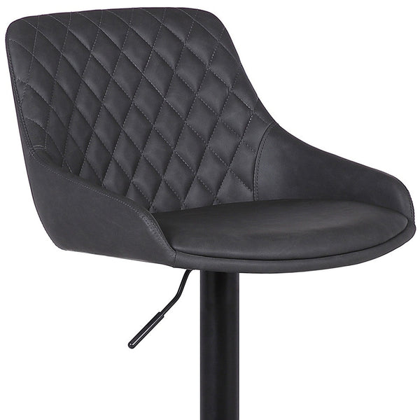 24 Gray And Black Iron Swivel Low Back Adjustable Height Bar Chair