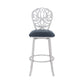 30" Gray And Silver Iron Swivel Bar Height Bar Chair