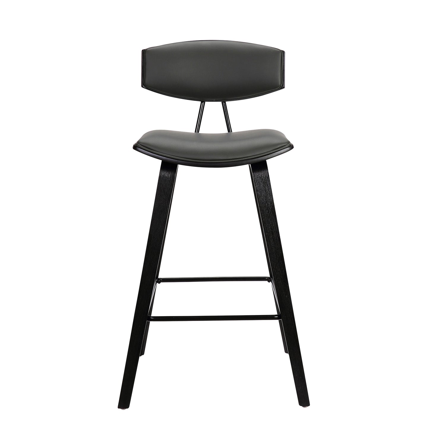 29" Gray And Black Iron Low Back Bar Height Bar Chair